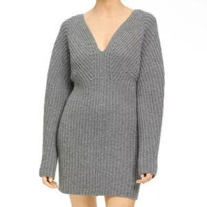 Theory Grey Melange Airy Wool Cashmere Sculpted Dress